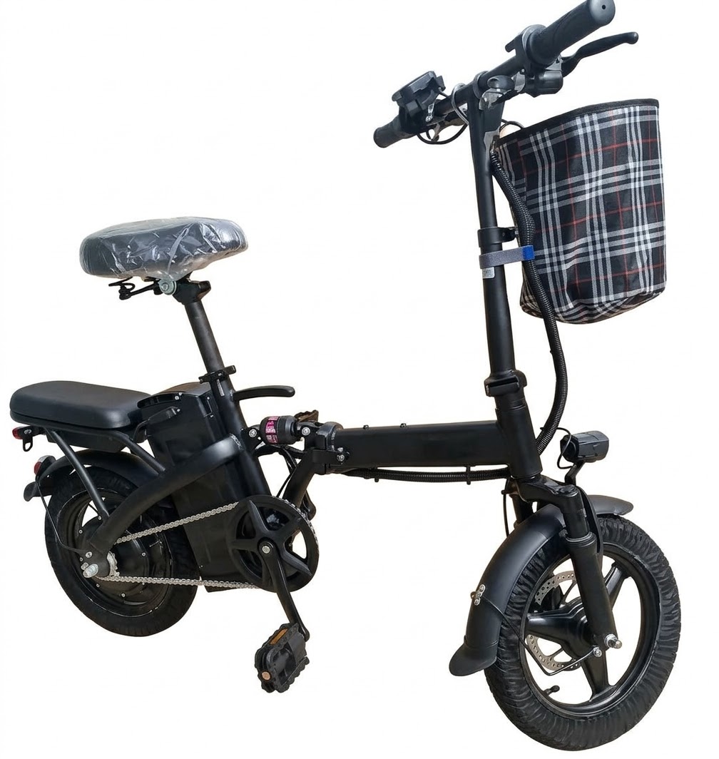 Bicicleta Eléctrica Plegable con Cesta